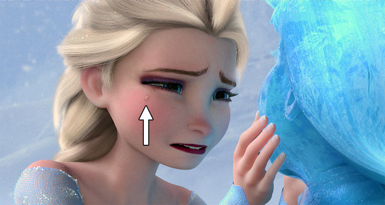 Elsa crying over frozen Anna
