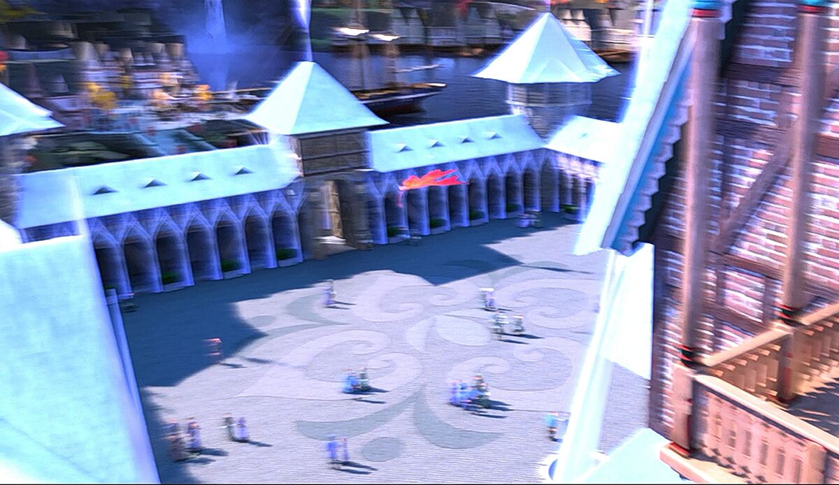 picure showing no existence of any trees in Arendelle castle yard