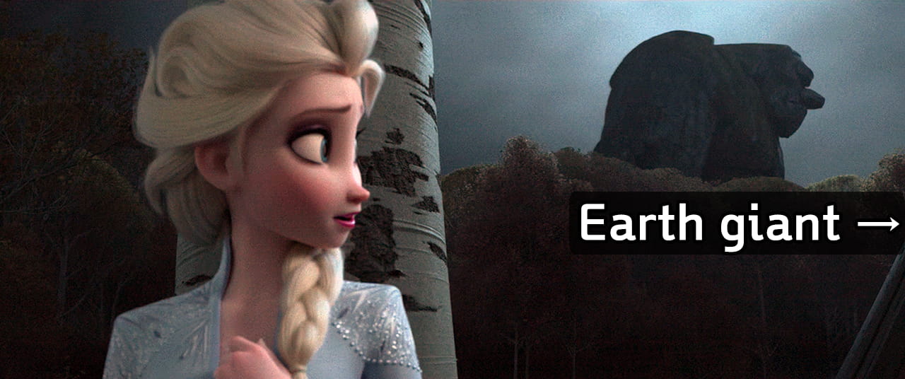 Elsa watching the earth giant leaving